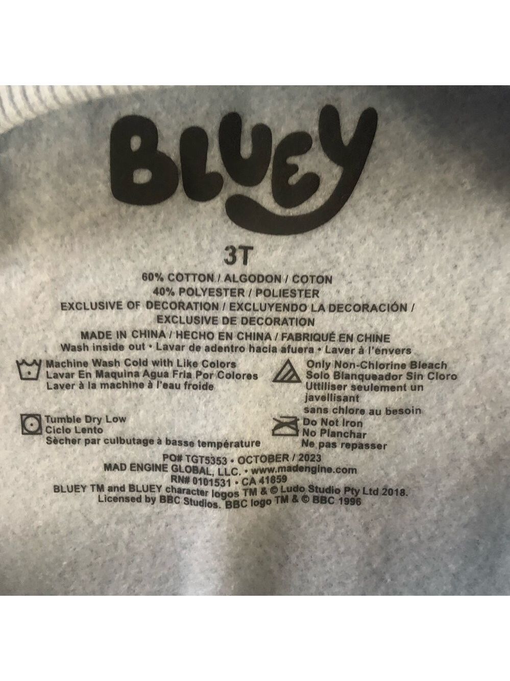 BLUEY Moose Toddler Boy Bluey Sweatshirt Pullover Sweatpants Set Blue Cream 3T - Picture 14 of 17
